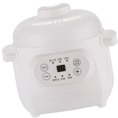 Pentola per Stufato Elettrica da 1 Litro con Rivestimento in Ceramica Pentola a Cottura Lenta, Adatta per Porridge, Riso, Zuppa, Ideale per Prenotare e Cronometrare (Spina europea)