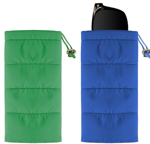 TOCCOOL Extra große Sonnenbrillen-Tasche, 2 Stück, Sonnenbrillen-Organizer, weiche Tasche, kompatibel mit Gucci GG0595S GG0875S GG0351S GG1087S Verssace VE4395 (Blau, Grün), Mehrfarbig/Meereswellen