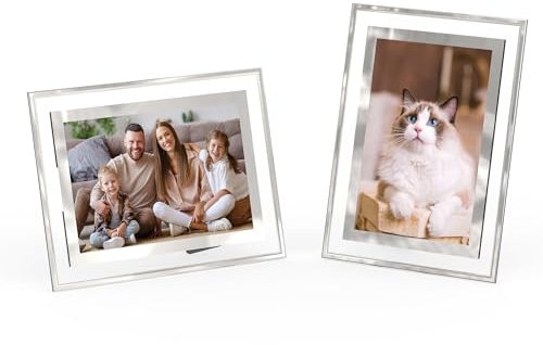 2 Stück Bilderrahmen 10x15 Glas, Fotorahmen 10x15 Silber, Glasbilderrahmen Stehend, Landschaft Portrait Bilderrahmen Desktop Fotorahmen Geburtstag Weihnachten Geschenk, Horizontal Oder Vertikal