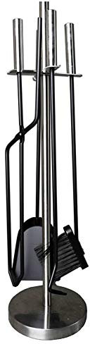 SmPinnaA Juego De Herramientas para Chimenea De Acero Inoxidable, Juego De 5 Piezas para Acompañar La Chimenea, Pinzas, Atizador, Cepillo, Pala Y Soporte, Altura 66 Cm