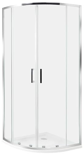 Cabina de ducha vidrio templado puerta doble corredera plateado 80 x 80 x 185 cm Jukatan