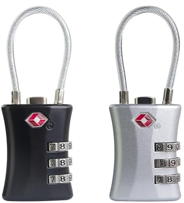 Candados para Maletero UP Security Aprobados por la TSA, Candado Pequeño de Combinación, Candados TSA para Equipaje, Candado de Combinación de Viaje con Código para Mochila, Caja (Negro+Plata)