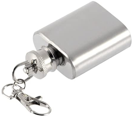 Dorccsi Schlüsselanhänger Flachmann Tragbarer Edelstahl Alkohol Flagon Hängender Schlüsselanhänger 28,3 g Schlüsselanhänger Flachmann Edelstahl Schlüsselanhänger Mini Schlüsselanhänger