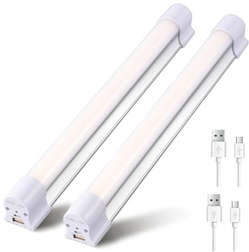Letour 2 Packs Camping Lights, LED Tube Magnetic Work Light Bar 120W 1200Lumens 5 Dimmable Levels Camping Lantern USB Rechargeable Magnetic Lights Endurance for 80Hours (LT-LTK120 120Watts)
