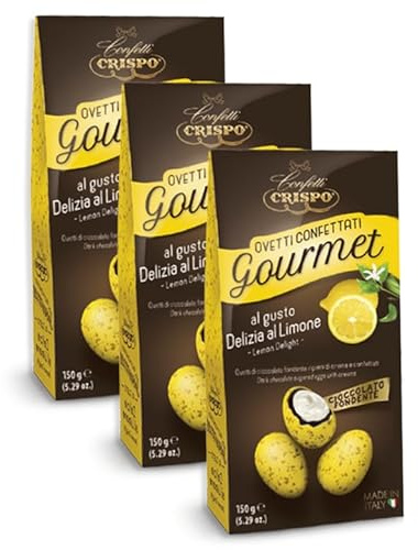 3X Crispo Ovetti Confettati Gourmet Cioccolato Fondente al gusto Delizia al Limone 150g