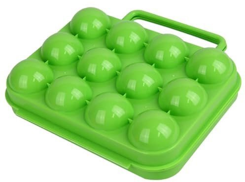 Dorccsi Contenitore per Uova da Campeggio 8x8x3 Colore Verde Portatile 12 Cartoni per Uova con Maniglia Contenitore in plastica Resistente agli Urti per Campeggio, Picnic, per all'aperto AR