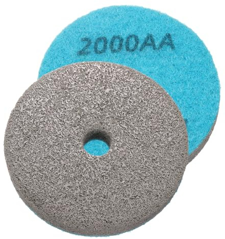 QUARKZMAN 2pcs Tamponi diamantati blu-grigi da 3 2000 grani - Dischi spugna abrasivi in fibre con smeriglio per lucidatura a umido di marmo, cemento e pietra