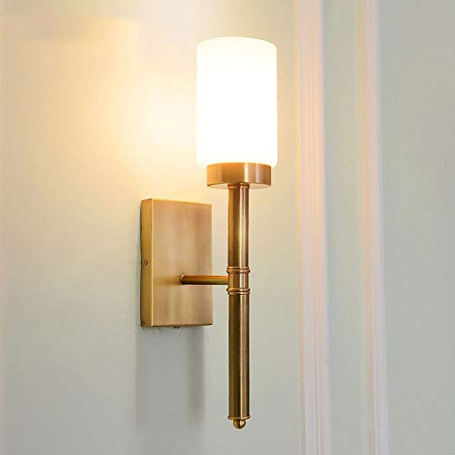 NSTVVEE Applique a Forma di Torcia, Cilindro, Lampada da Parete a LED in Rame, Lampada a Risparmio energetico, Lampada da Comodino Semplice e nordica, Lampada da corridoio Moderna alla MOD