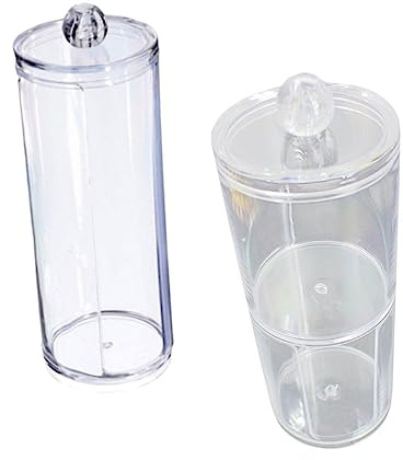 Healifty 2 pièces Boîte à Coton Acrylique avec Couvercle Antidérapant Organisateur de Cotons Démaquillants et Distributeur de Coton-tiges pour Salle de Bain Rangement Pratique