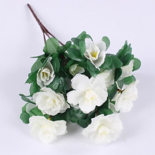 Gdfnmogo Lebendige Azaleen-Blumen für Heimdekoration und Veranstaltungen, mit realistischem Seidenstoff und flexiblen Stielen für einfaches Arrangement, Weiß