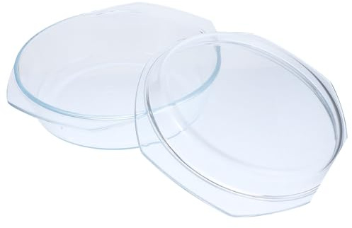 Veemoon Round Glass Casserole Dish with Lid Oven and Microwave Safe Glass Cookware Bowl for Slow Cooking Heat Preservation Dishwasher Safe Multipurpose Kitchenware for Home Use