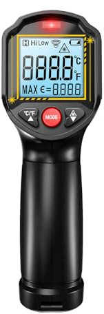 SUNGOOYUE Termometro Industriale a Infrarossi Display LCD Retroilluminato con Rapporto 12:1 D:S per Controlli del HVAC/R (BLACK)