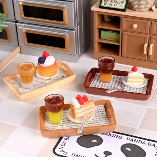KARLOR Juego de 15 minitartas de café, miniatura, latte americano, café, mini tarta artificial, bebidas, postre, postre, miniescena, decoración, ordenador, monitor, coche, decoración de mesa