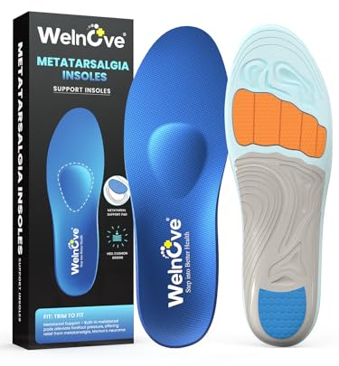 Welnove Plantillas para Fascitis Plantar y Metatarsalgia, Plantillas para Neuroma de Morton con Almohadilla Metatarsal – Alivio del Dolor de Talón y Soporte para el Arco Plantar-Mujer 36-38