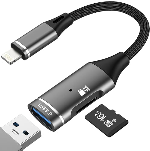 Adaptador Lightning a USB lector de tarjetas OTG 3.0 Micro SD Card Reader Memory Stick para iPhone 14 13 Pro Max para iPad para Apple Cable TF Transferencia de Datos Conector Accesorios Cámara