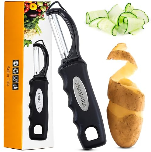 Potato Peeler, Vegetable Peeler – Ultra Sharp 420J2 Stainless Steel Blade, Vegetable Peeler Knife for Kitchen | Fruit Peeler & Potato Peeler | Ergonomic Handle, Lightweight, Black
