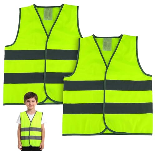 2 pièces Gilet d'avertissement enfants (5-12 ans) avec fusées,Gilet d'avertissement réfléchissant auto,Gilet de sécurité jaune,Gilet d'avertissement auto L tailles,Gilet d'avertissement réutilisable