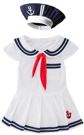 Lito Angels Robe de Marin Bébé Fille avec Chapeau | Col marin, Rayures contrastées, Foulard, Chapeau, Halloween, Carnaval