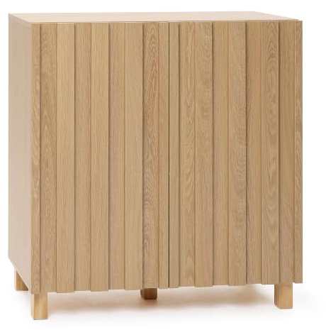 Hometopia Sideboard Holz mit 2 Türen und Kiefernholz Beinen, Aufbewahrungsschrank für Wohnzimmer, Küchenschrank Schmal mit Verstellbarem Einlegeboden, Flur Wohnzimmer Möbel, 80×80×35 cm