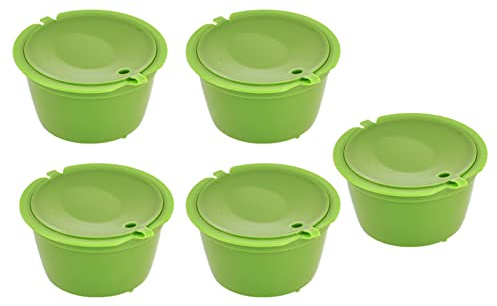 Semme 5 St återanvändbar Kaffekapsel för Maskin 50 Ml Rostfritt Stål Kaffekopp med Sked Kompatibel med Melodi Genio Me Esperta Circolo (Grön)