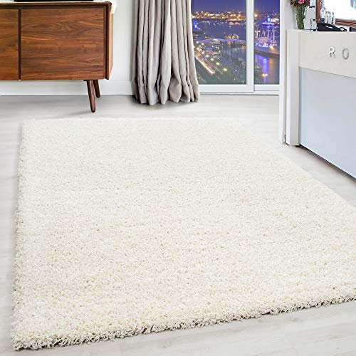 Carpettex Teppich Alfombra Shaggy Flokati de Pelo Largo, Unicolor, mullida y Suave para la Sala de Estar., Color:Crema, Tamano:80x150 cm