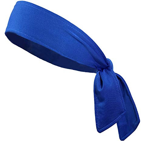 Kenz Laurenz Headbands Tie on Headband for Women Men Running Athletic Hair Head Band Elastic Sports, Basketball, Stetchy Yoga Workout Sweatbands Adjustable Non-Slip Moisture Wicking (Blue)