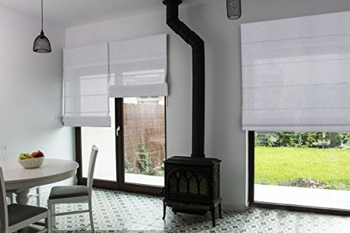 Premium-Raffrollo nach Maß, Raff-Gardinen, Vorhang, hochqualitative Wertarbeit, alle Größen verfügbar, halbtransparent, maßgefertigt, Klemmfix ohne Bohren (200cm Höhe x 220cm Breite/Light Grey)