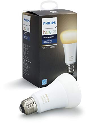 Philips - Hue White Ambiance A19 Wi-Fi Smart LED Bulb - California Residents - White (Hue Hub Required)