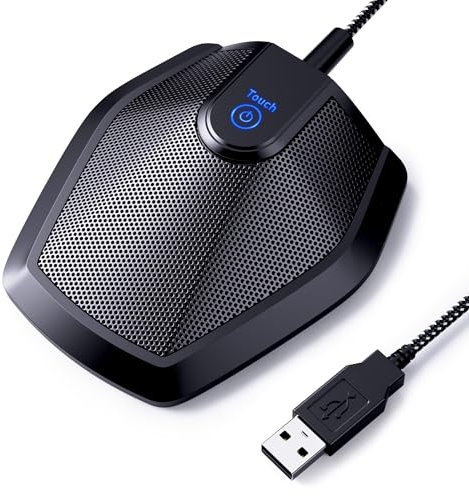 TONOR USB Conference Microphone, Omnidirectional Boundary Condenser PC Microphones for Conference Meeting Plug & Play with Mute Buttom Compatible with Mac OS X and Windows