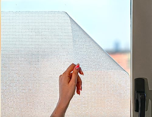 MARAPON Fensterfolie Blickdicht von aussen mit Mosaikmuster 0,445x2 m Sichtschutzfolie Fenster mit statischer Haftung, Milchglasfolie für Sichtschutz Fenster, Folie Fenster bunt fensterfolie bunt