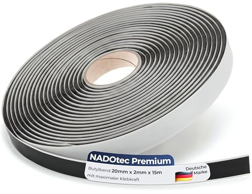 Butyl Tape Black Adhesive on Both Sides 20 mm x 2 mm. Black, length: 15 m