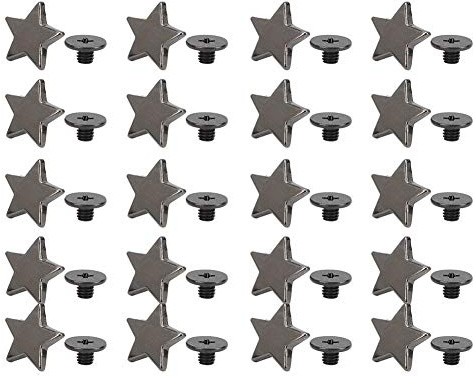 20 Stück Star Shape Niet, Star Stud Button Star Nieten Snap Studs DIY Kleidung Schuhe Dekoration mit Schrauben[Schwarze Metallfarbe]Zubehör