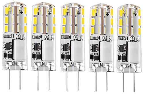 I-SHUNFA Lot de 5 ampoules LED G4 12 V Blanc lumière du jour 6000 K 1,24 W AC/DC 12 V Remplacement halogène 12-15W Culot G4 Bi-broches Type JC Ampoule à économie d'énergie non variable