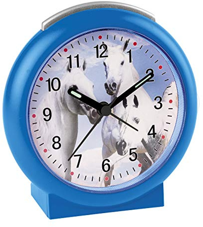 Atlanta Kinderwecker Pferde ohne Ticken Analog Blau - 2121/5
