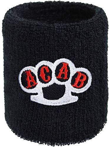 Schweissband Anti Polizei Stickerei Bestickt & Absorbierendes Frottee Designer Schweißband | Sport-Wristband Geburtstag Geschenk für Fussballfan Schweiß-Armband