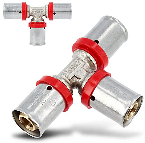 Pressfitting T-Stück PEX 16 x 16 x 16 mm U Profil für Aluverbundrohr Mehrschichtverbundrohr Verbundrohr Mit Dichtungsringe Oring | Heizungs- Sanitär- Trinkwasserinstallation | 10 Bar