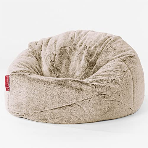 Lounge Pug Kinder Klassicher Kindersessel Sitzsack, Goldbraun Kaninchen Flauschiger Kunstpelzstoff, Kindersitzsack, Gaming-Sitzsack Beanbag für Jungen & Mädchen