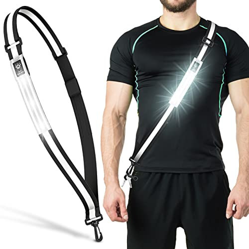 Reflektierende LED-Gürtelschärpe, Sicherheitslichter für Spaziergänger bei Nacht, hohe Sichtbarkeit, reflektierende Laufausrüstung für Männer, Frauen, Kinder, Nacht-Hunde-Spaziergänge (schwarz)