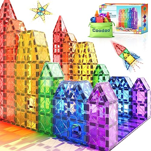 Magnetic Tiles Kids Toys STEM Magnet for Toddler Magnetic Blocks Building Toys Preschool Learning Sensory Montessori for 3+ Year Old Boys and Girls, Safe Creativity Toddler Kids Toys 40PCS