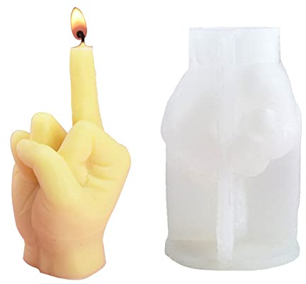 NICAVKIT Stampo in silicone 3D a forma di mano per la creazione di candele, stampo per candele gestuali, stampo per fusione in resina a forma di dito medio per creare candele, sapone, cera