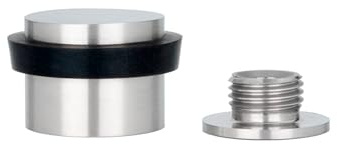 EVI Herrajes | Adhesive Door Stop with Screw | 28 x 21 mm | Black Rubber | Stainless Steel | Includes Adhesive Threaded Base + Screw + Fastening Plug | Mod. I-199-DUAL