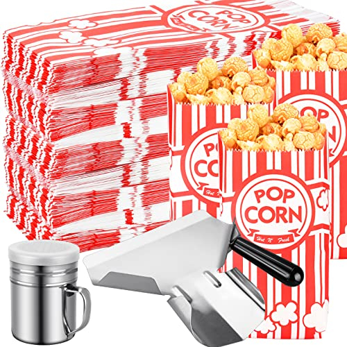 Essenya 602 PCS Popcorn Bags with Popcorn Scoop and Salt Shaker,1 oz Small Pop Corn Bags Popcorn Bags Individual Servings for Popcorn Machine Supplies Party Movie Night Theater (Professional, 602 PCS)