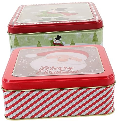 NOLITOY Weihnachtsbonbondosen 2 Stück Weißblech Keksdosen Mit Sichtfenster Festliche Süßigkeitenboxen Für Weihnachtsfeier Und Geschenkverpackung