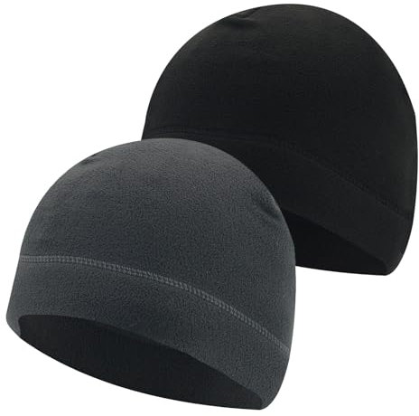 SKHAOVS 2 Pcs Sportmütze Herren und Damen, Laufmütze, Running Fahrradmütze aus Fleece, Wintermütze Herren Sport Radmütze Damen, Beanie Mütze für Laufen Skifahren Radfahren Outdoor Winddicht