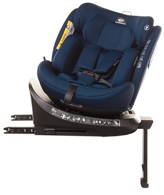 Kindersitz drehbar 360° ENZO-FIX mit ISOFIX montage, Stabilisierung, zusätzlicher Seitenschutz, I-SIZE (Navy Blau)