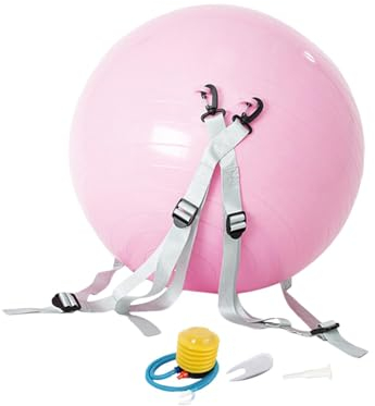 LOVIVER Yoga Ball Groß, Fitnessball mit Verstellbare Schultergurte, Gymnastikball Balanceball, Anti-Burst Pilates Ball, Pezziball Sitzball Trainingsball für Kinder Erwachsene Gym Fitness, Rosa