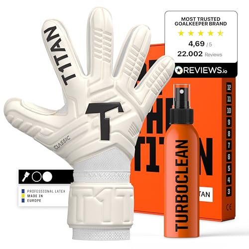T1TAN Classic 1.0 White-Out Turbogrip – målvaktshandskar och handskar – utan fingerskydd – fotbollshandskar för målvakt – storlek 9