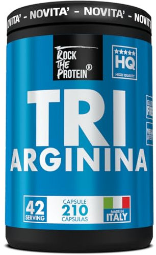 Arginina Forte 210 Capsule Rock The Protein® 3 Forme: L-arginina, AAKG E Cloridrato Di L Arginina, PreWorkout, Post Workout, Integratori Palestra, Recupero E Massa Muscolare, Aminoacidi Essenziali