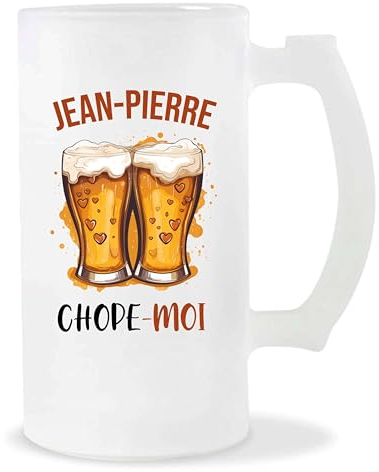 Planetee Chope de bière Jean-Pierre Chope-moi | Pinte Couple Saint Valentin Anniversaire Cadeau Romantique