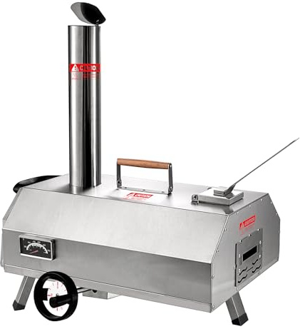 Forno per pizza semi-automatico argento 12 da esterno portatile a legna forno per pizza da cucina all'aperto forno per pizza portatile per pizze autentiche al forno in pietra